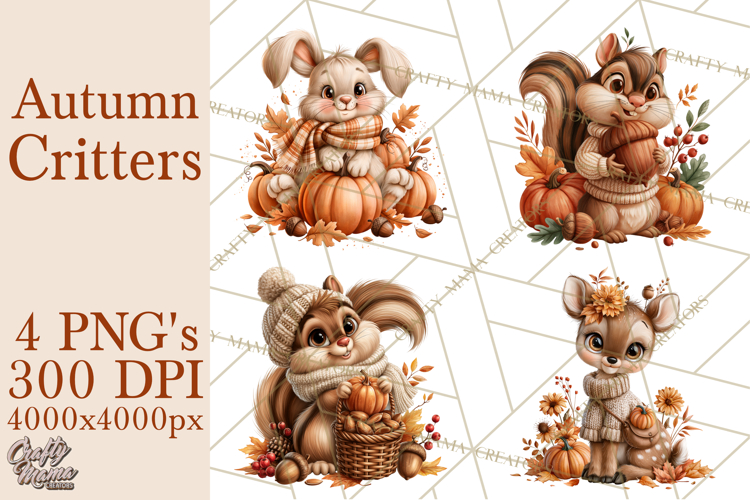 Autumn Critters PNG Cute Woodland Clipart