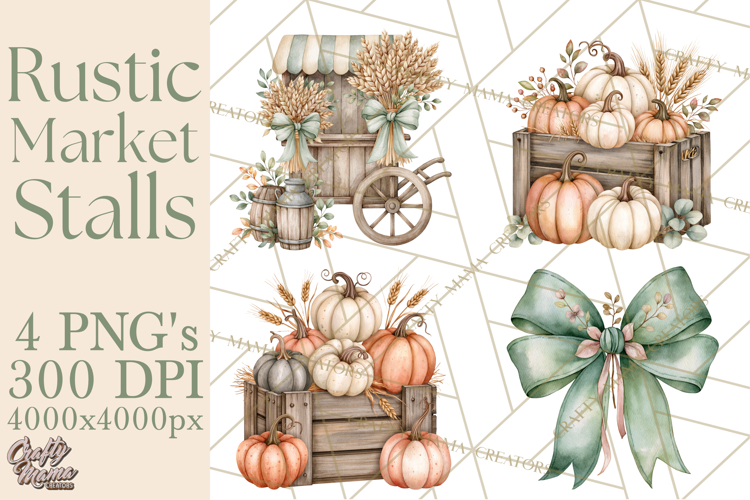 Rustic Market Stalls Clipart PNG, Fall Decor