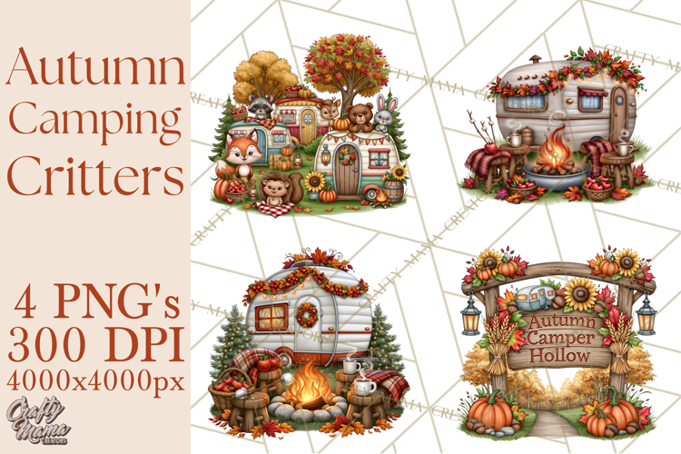Autumn Camper Clipart PNG Cozy Fall Camping