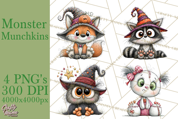 Monster Munchkins Halloween Characters PNG