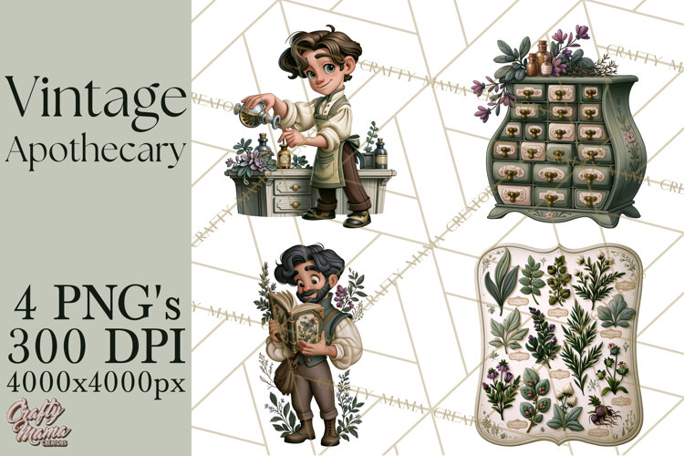 Vintage Apothecary World PNG example image 1