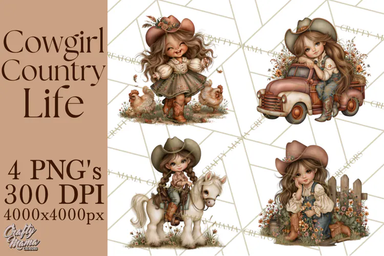 Cowgirl Country Life PNG, Rustic Western Cowgirl