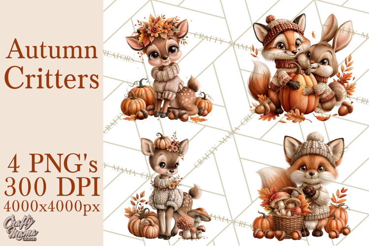 Autumn Critters PNG Cute Woodland Clipart
