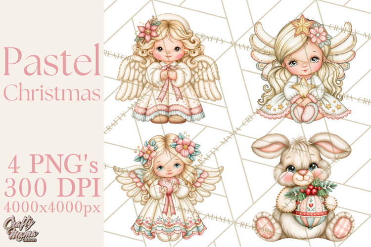 Pastel Christmas Friends Printable Clipart PNG