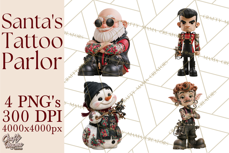 Christmas Tattoo Parlor Clipart PNG