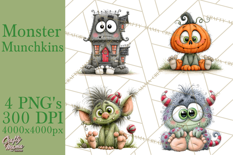 Monster Munchkins Halloween Characters PNG