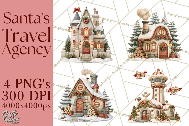 Santa's Travel Agency Christmas Clipart PNG