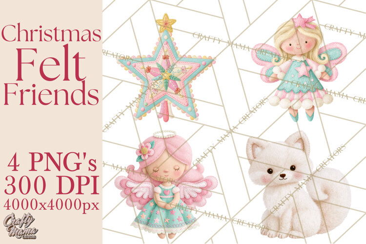 Christmas Felt Friends Printable Clipart PNG example image 1