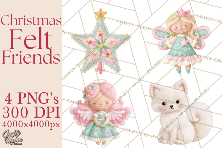 Christmas Felt Friends Printable Clipart PNG