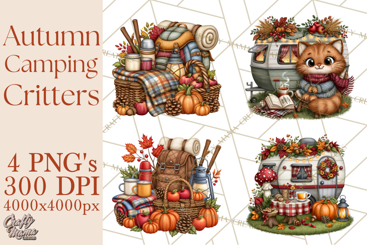 Autumn Camper Clipart PNG Cozy Fall Camping