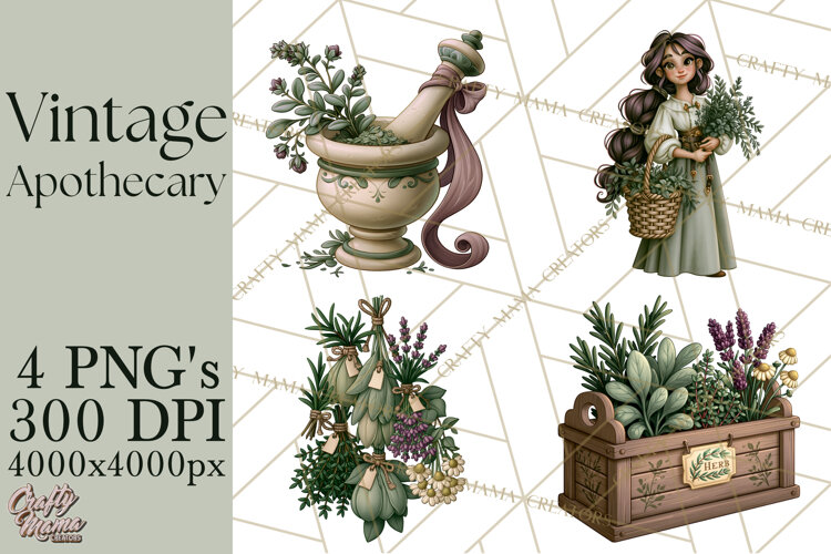 Vintage Apothecary World PNG example image 1