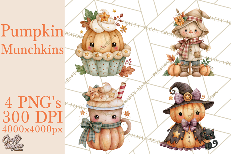 Pumpkin Munchkins Cute Halloween Clipart PNG