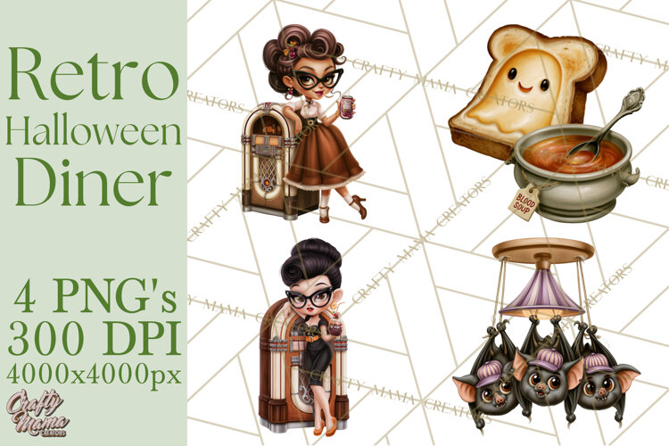 1950s Vintage Halloween Clipart Retro Soda Fountain Clip Art example image 1