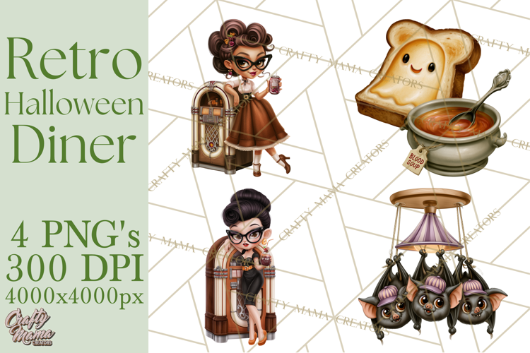 1950s Vintage Halloween Clipart Retro Soda Fountain Clip Art