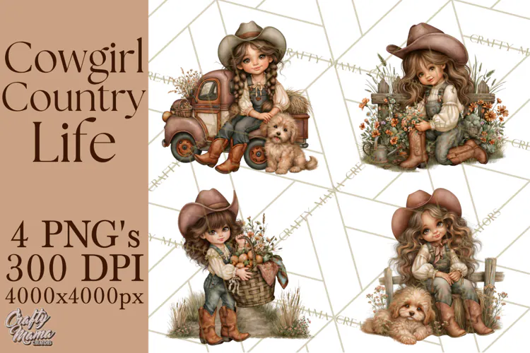Cowgirl Country Life PNG, Rustic Western Cowgirl