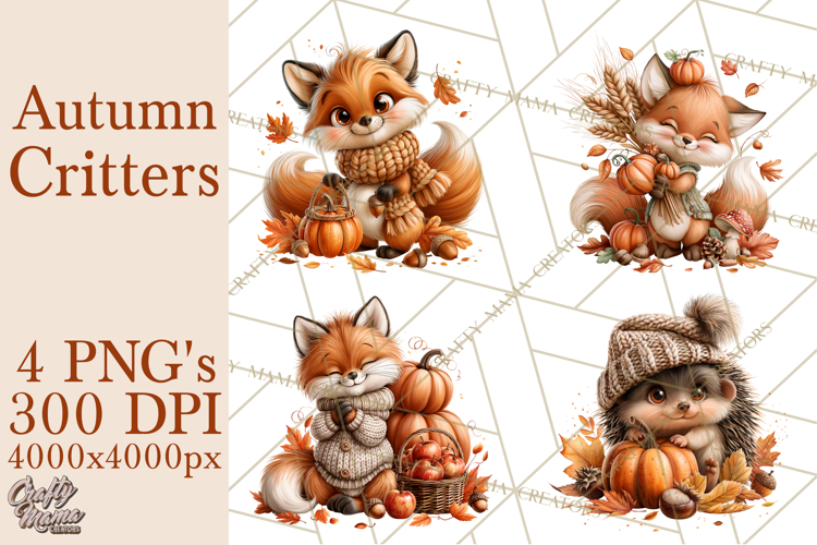 Autumn Critters PNG Cute Woodland Clipart