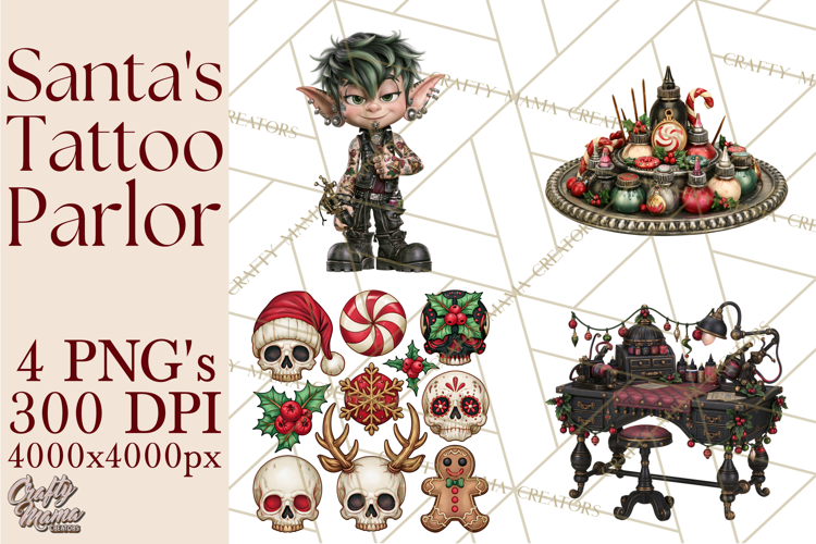 Christmas Tattoo Parlor Clipart PNG