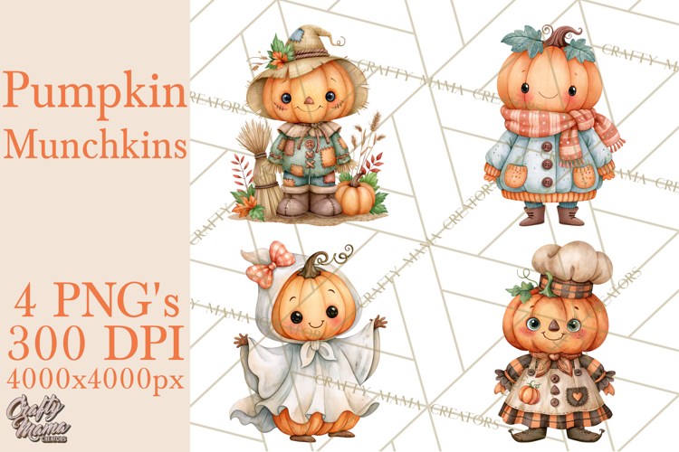 Pumpkin Munchkins Cute Halloween Clipart PNG