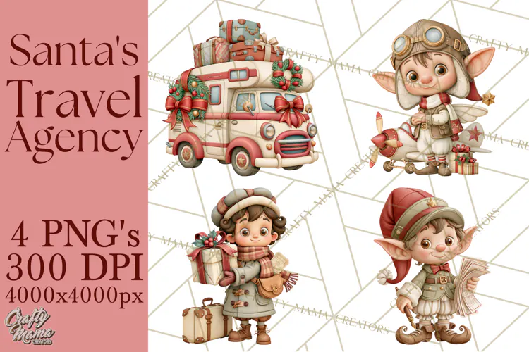 Santa's Travel Agency Christmas Clipart PNG