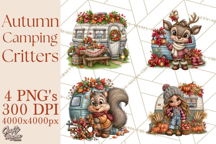 Autumn Camper Clipart PNG Cozy Fall Camping