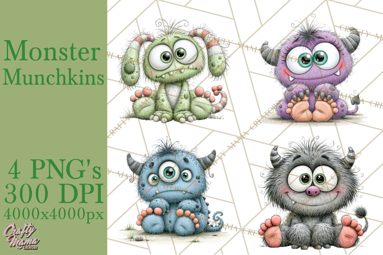 Monster Munchkins Halloween Characters PNG