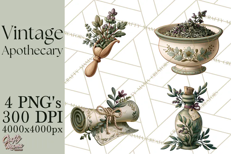Vintage Apothecary World PNG