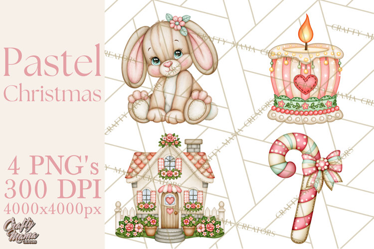 Pastel Christmas Friends Printable Clipart PNG example image 1