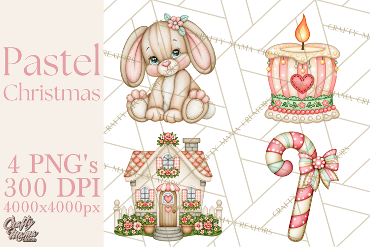 Pastel Christmas Friends Printable Clipart PNG