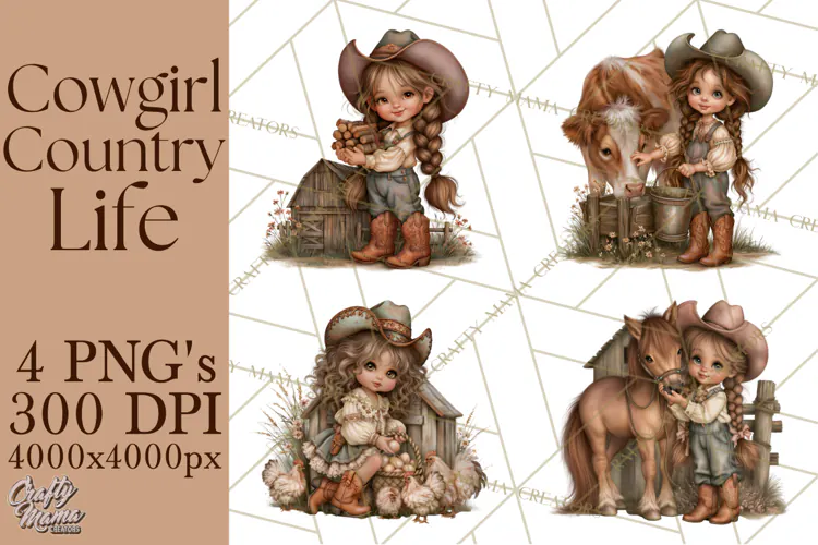 Cowgirl Country Life PNG, Rustic Western Cowgirl