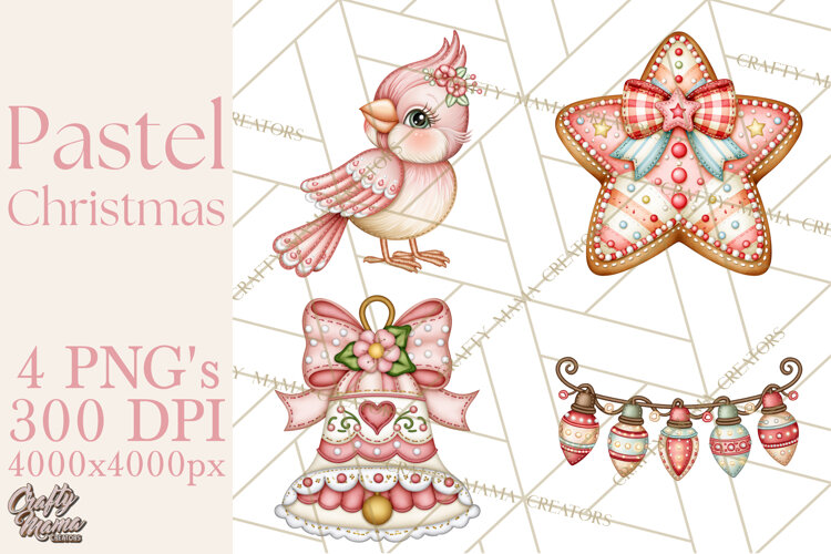 Pastel Christmas Friends Printable Clipart PNG example image 1