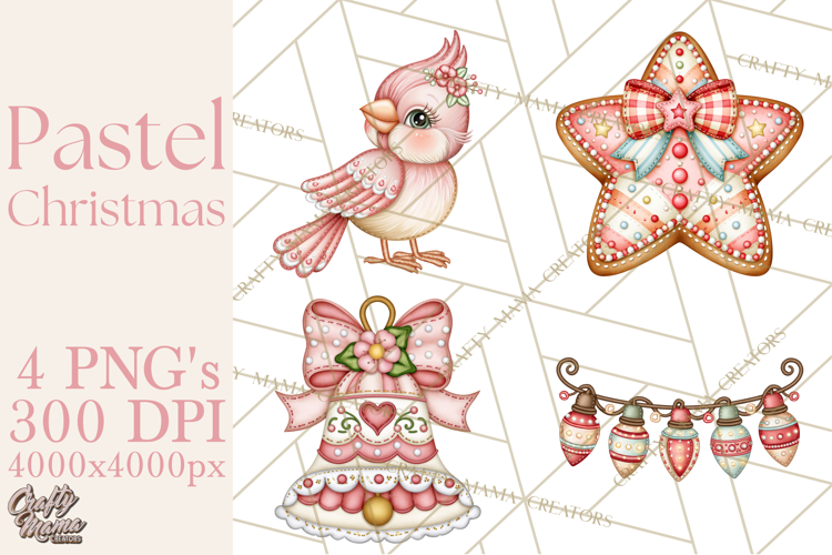 Pastel Christmas Friends Printable Clipart PNG