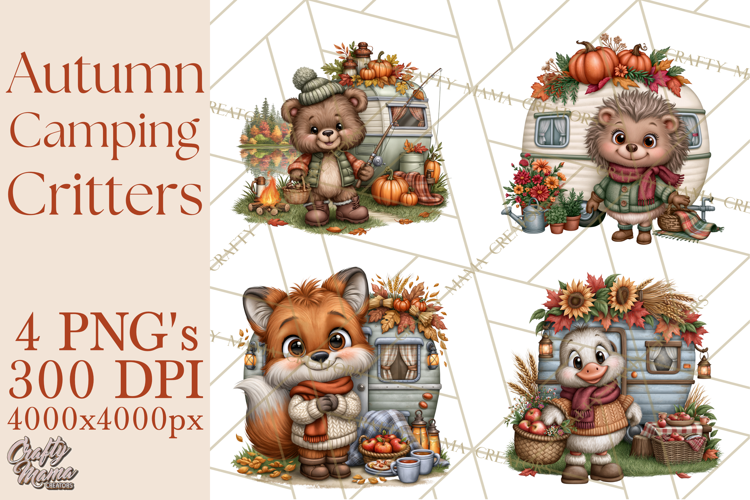 Autumn Camper Clipart PNG Cozy Fall Camping