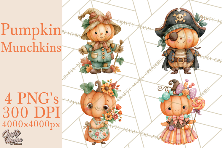Pumpkin Munchkins Cute Halloween Clipart PNG