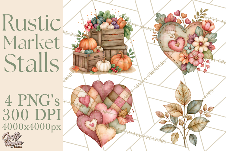 Rustic Market Stalls Clipart PNG, Fall Decor