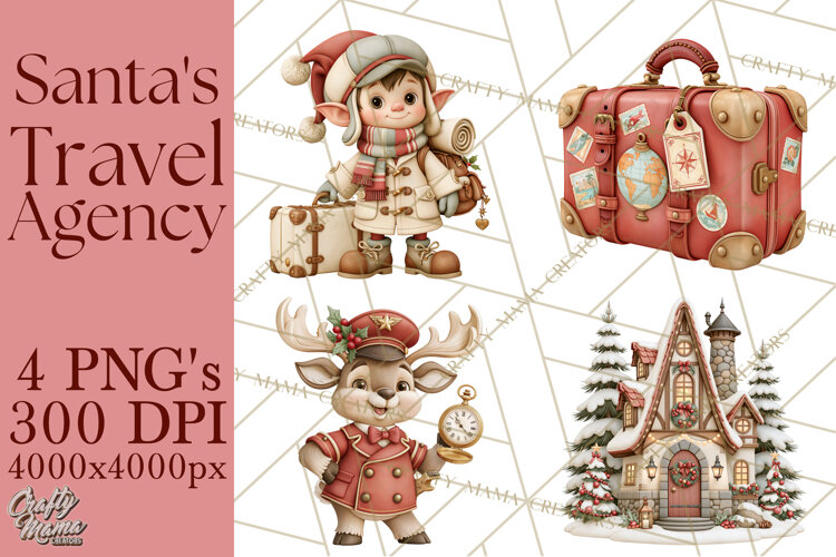 Santa's Travel Agency Christmas Clipart PNG example image 1