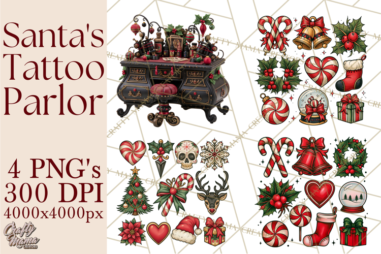 Christmas Tattoo Parlor Clipart PNG