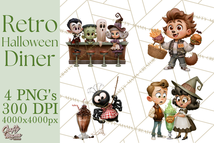 1950s Vintage Halloween Clipart Retro Soda Fountain Clip Art