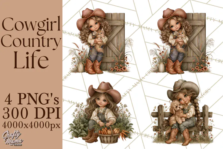 Cowgirl Country Life PNG, Rustic Western Cowgirl