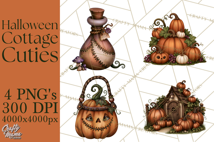 Halloween Cottage Cuties Printable Clipart PNG