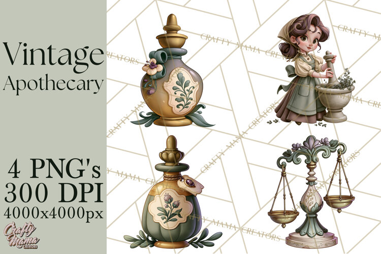 Vintage Apothecary World PNG example image 1