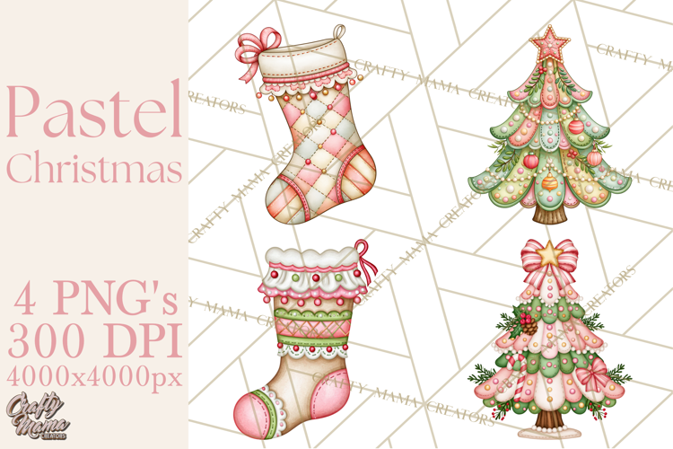Pastel Christmas Friends Printable Clipart PNG