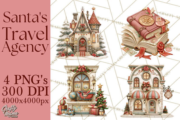 Santa's Travel Agency Christmas Clipart PNG example image 1
