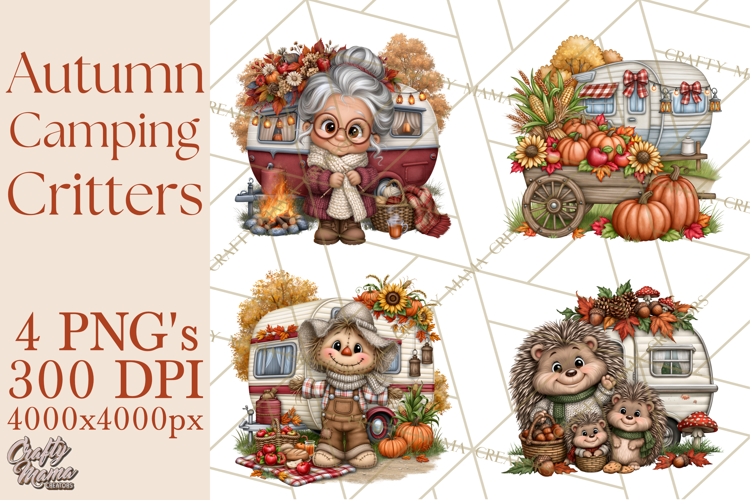 Autumn Camper Clipart PNG Cozy Fall Camping
