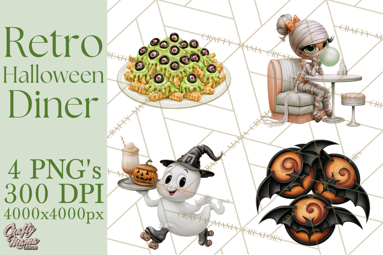 1950s Vintage Halloween Clipart Retro Soda Fountain Clip Art