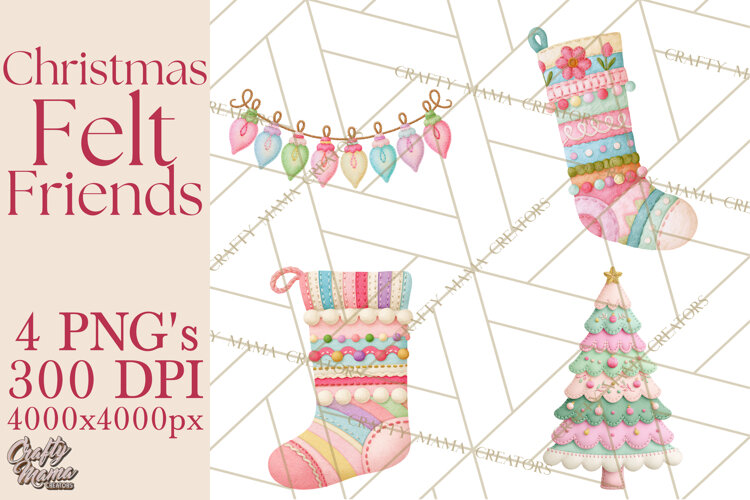 Christmas Felt Friends Printable Clipart PNG example image 1