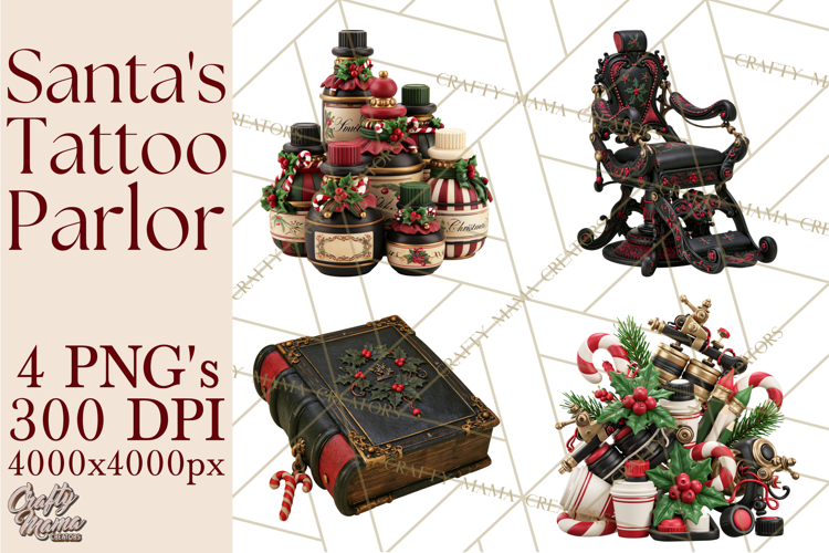 Christmas Tattoo Parlor Clipart PNG