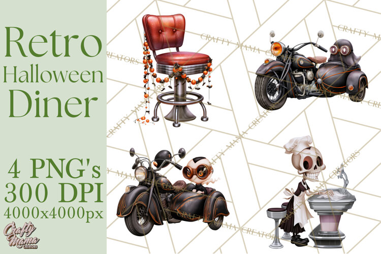 1950s Vintage Halloween Clipart Retro Soda Fountain Clip Art example image 1