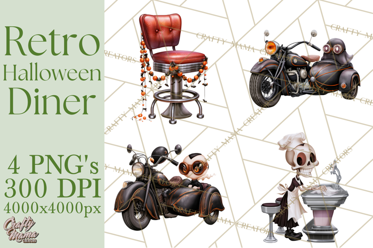 1950s Vintage Halloween Clipart Retro Soda Fountain Clip Art