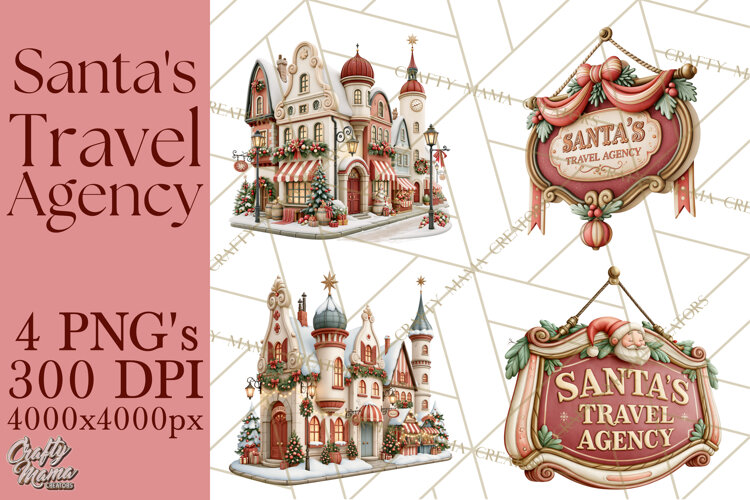 Santa's Travel Agency Christmas Clipart PNG example image 1