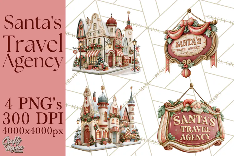 Santa's Travel Agency Christmas Clipart PNG